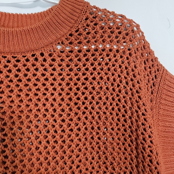 Madewell Open Knit Sweater Vest M 100% Cotton Rust Crochet Tank Coastal Boho - Picture 3 of 6